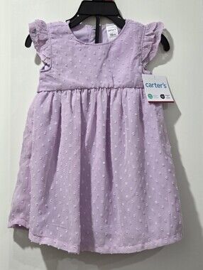 Carter's Lavender Swiss Dot Ruffle-Sleeve Dress for Kids